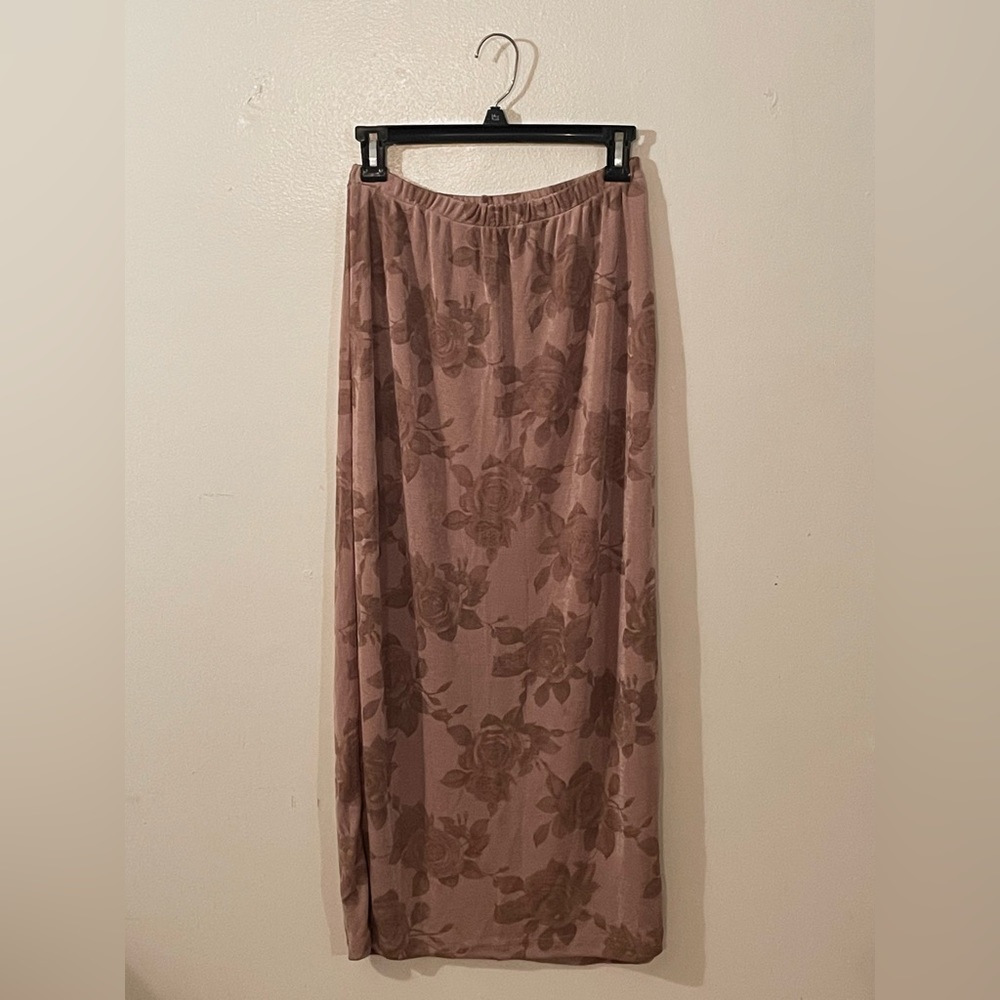 Floral Maxi Skirt - Dusty Rose